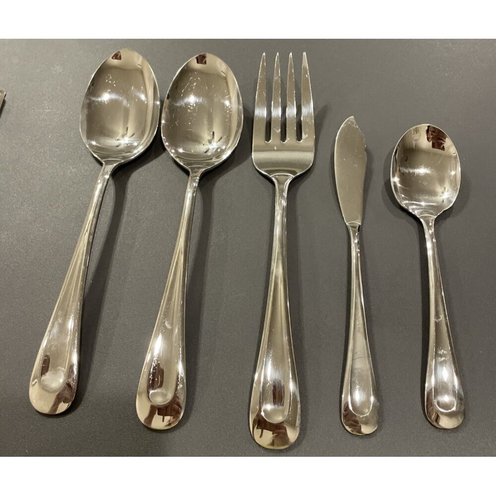 Oneida Sand Dune Glossy Stainless Steel Hostess Set Of 5 Spoon Fork Flatware USA